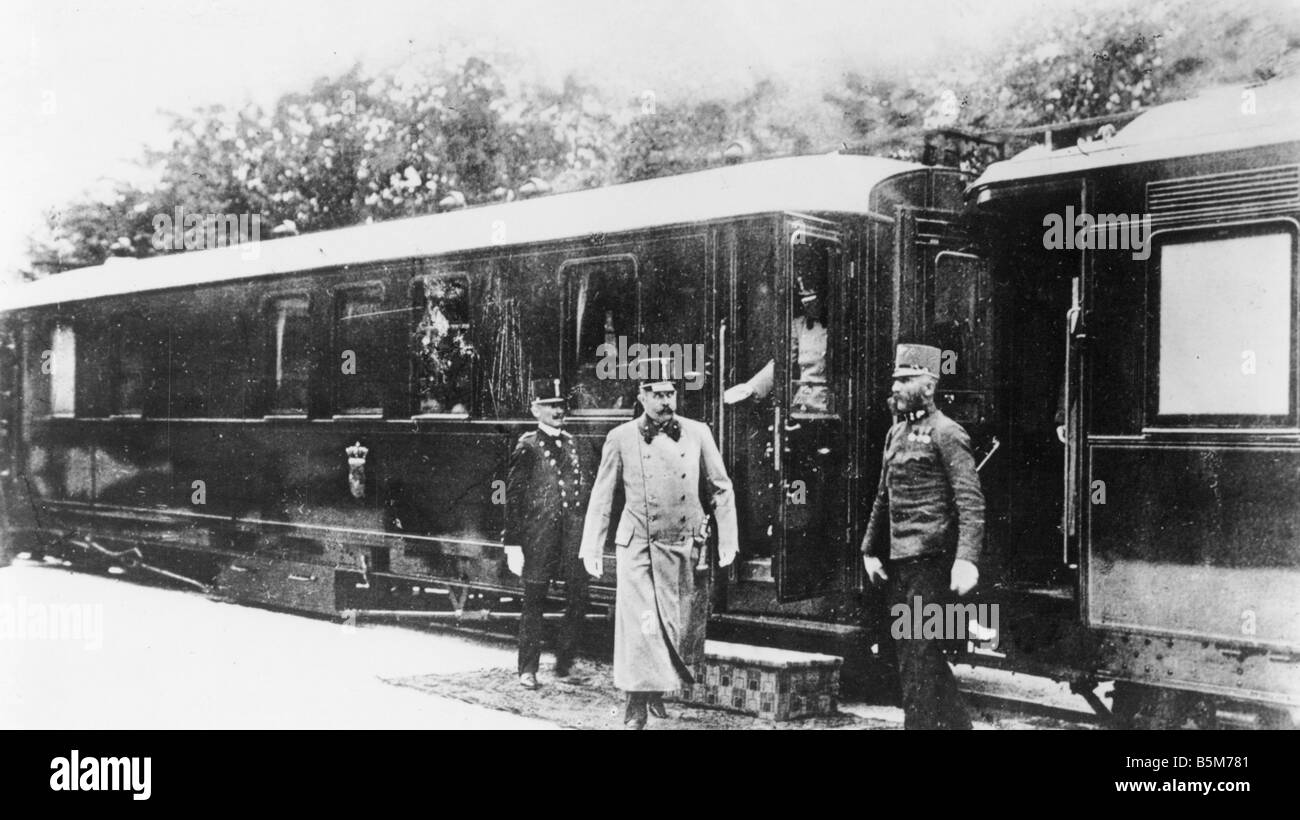 1 F67 F1914 10 Franz Ferdinand arriva a Sarajevo 1914 Franz Ferdinand Arciduca Austria ungherese erede al trono 1863 1914 Foto Stock
