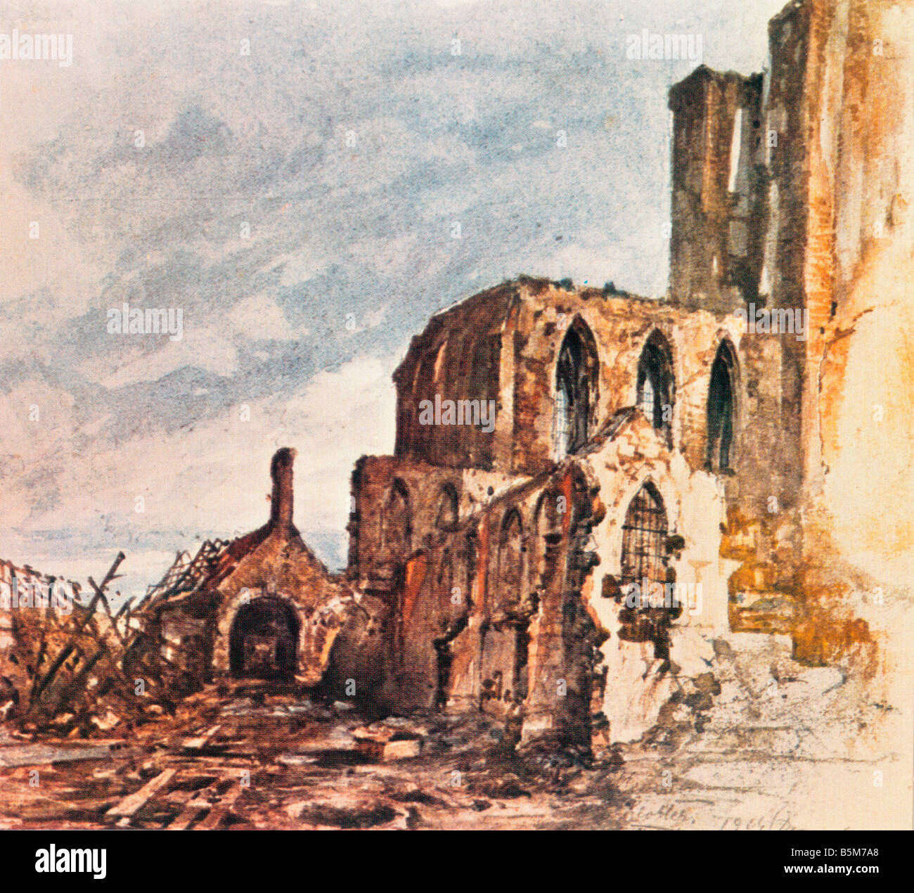 1 H76 R1 1 e Adolf Hitler le rovine di Messines 1914 Adolf Hitler dittatore NSDAP 1889 1945 rovine del monastero di Messines nel dicembre 1914 Foto Stock