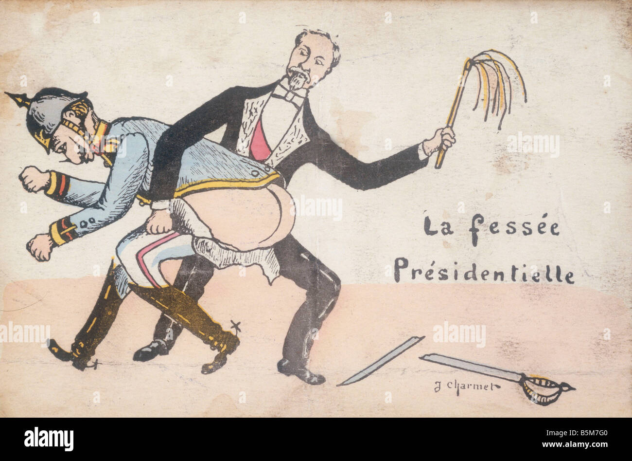 1 W46 G1915 15 Poincare spanking Wilhelm II caricatura Wilhelm II imperatore tedesco 1888 1918 1859 1941 La fessee Presidentielle Ca Foto Stock