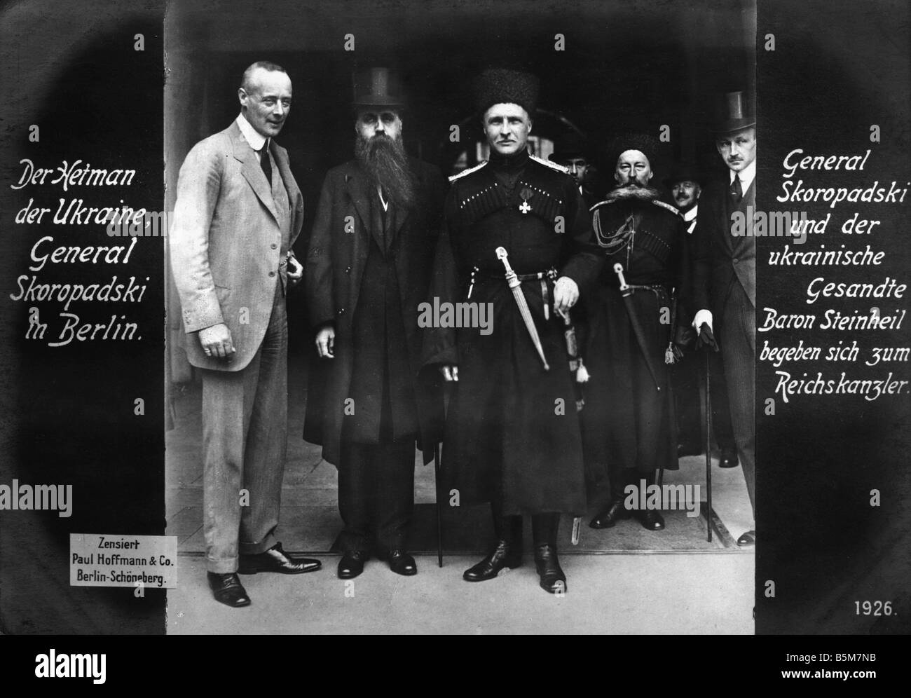 1RD 197 F1918 1 E Skoropadsky a Berlino Photo 1918 Skoropadsky Pavlo generale russo Hetman dell'Ucraina durante il tedesco oc cupa Foto Stock