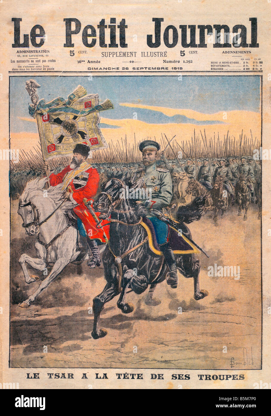1RD 74 E1915 E Nicholas II al piombo Petit Journal Nicholas II Alexandrovich l'imperatore di Russia 1894 1917 1868 1918 Le Tsar a l Foto Stock