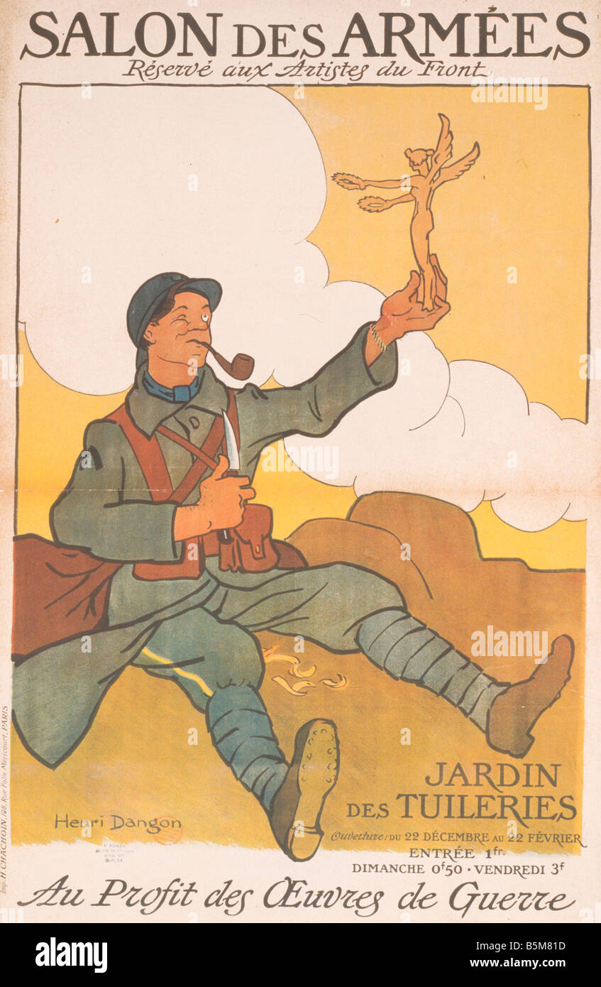 2 A71 A1 1916 1 francese Art Exhibition WW I Poster Mostre Mostre d'arte SALON DES BRACCIO RISERVA ES aux artistes du Fre anteriore Foto Stock