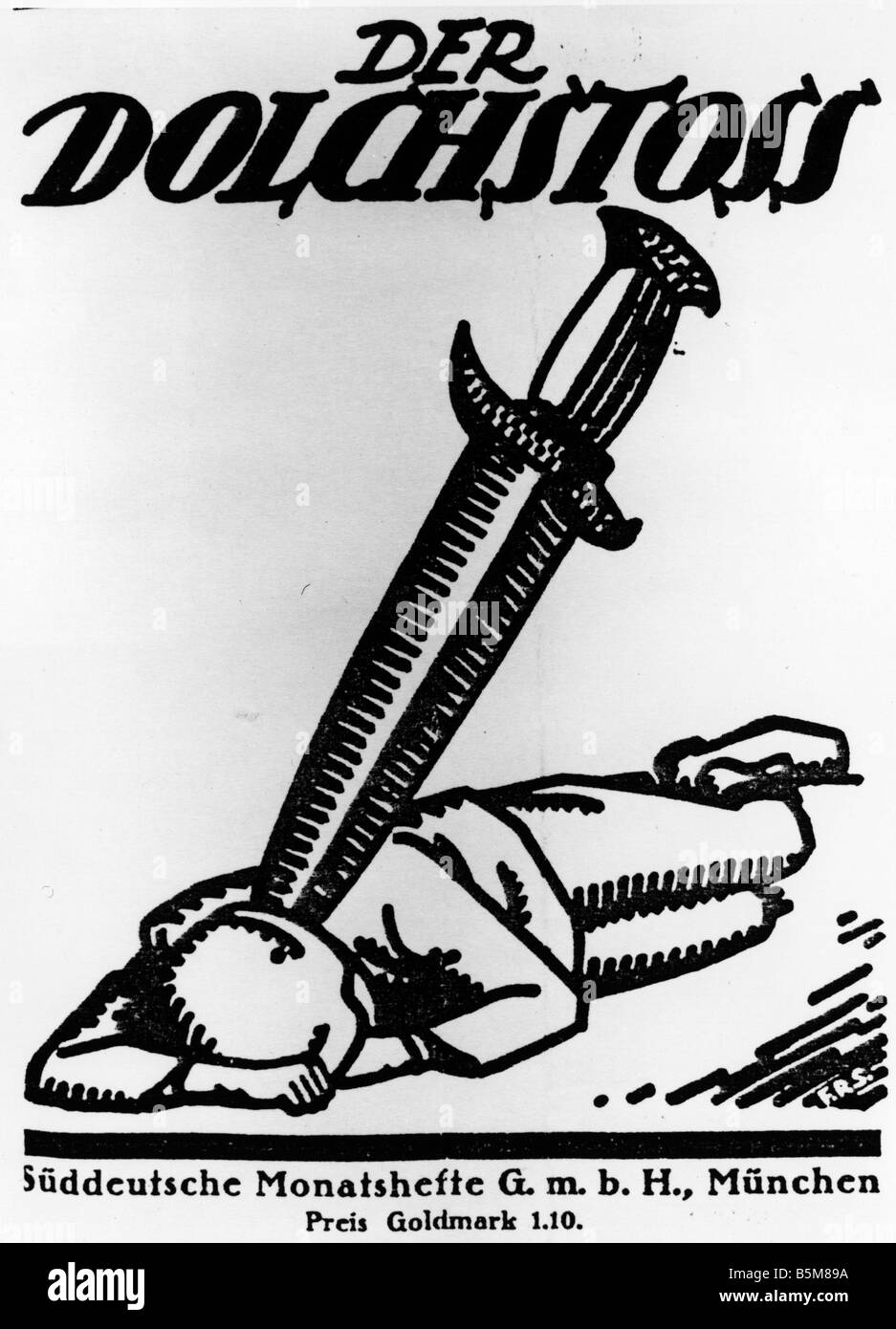 2 G55 D1 1924 pugnalata alla schiena Pagina Titolo 1924 Storia Prima Guerra Mondiale pugnalata alla schiena leggenda Der Dolchstoss la pugnalata alla schiena T Foto Stock