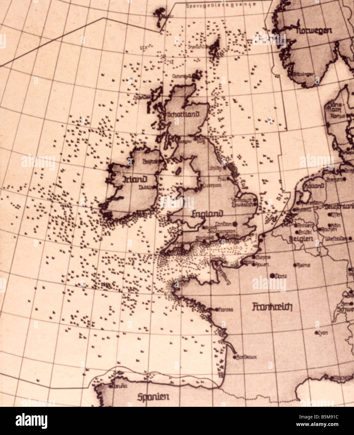 2 G55 M1 1917 3 sottomarino di germe di guerra contro Engl map Storia La Prima Guerra Mondiale la guerra sul mare è aumentata la guerra sottomarina del tedesco Nav Foto Stock