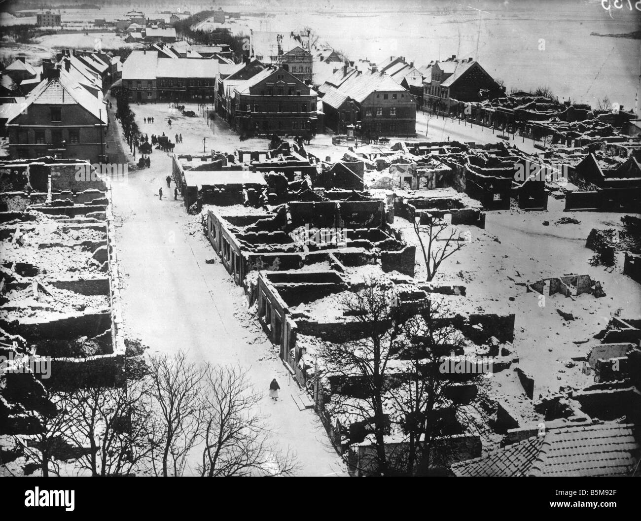 2 G55 O1 1914 14 WWI distruzione in Gerdauen Foto Storia della prima guerra mondiale sul fronte orientale vista di Gerdauen Prussia orientale dopo la sua distruzione Foto Stock