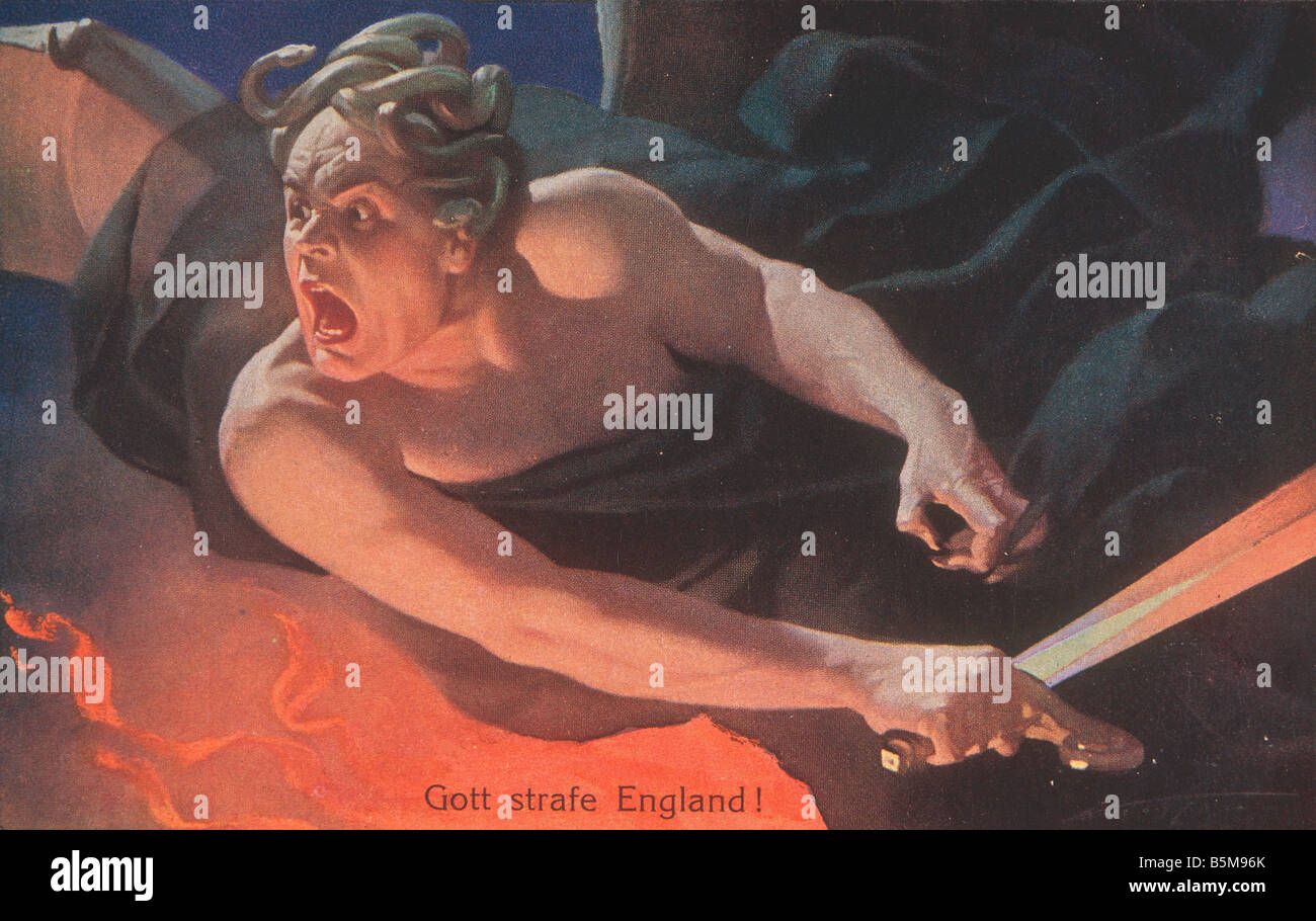 2 G55 P1 1914 27 Dio punire Inghilterra I Guerra Mondiale cartolina Storia La Prima Guerra Mondiale la propaganda Gott mitragliare Inghilterra può Dio punire Engla Foto Stock