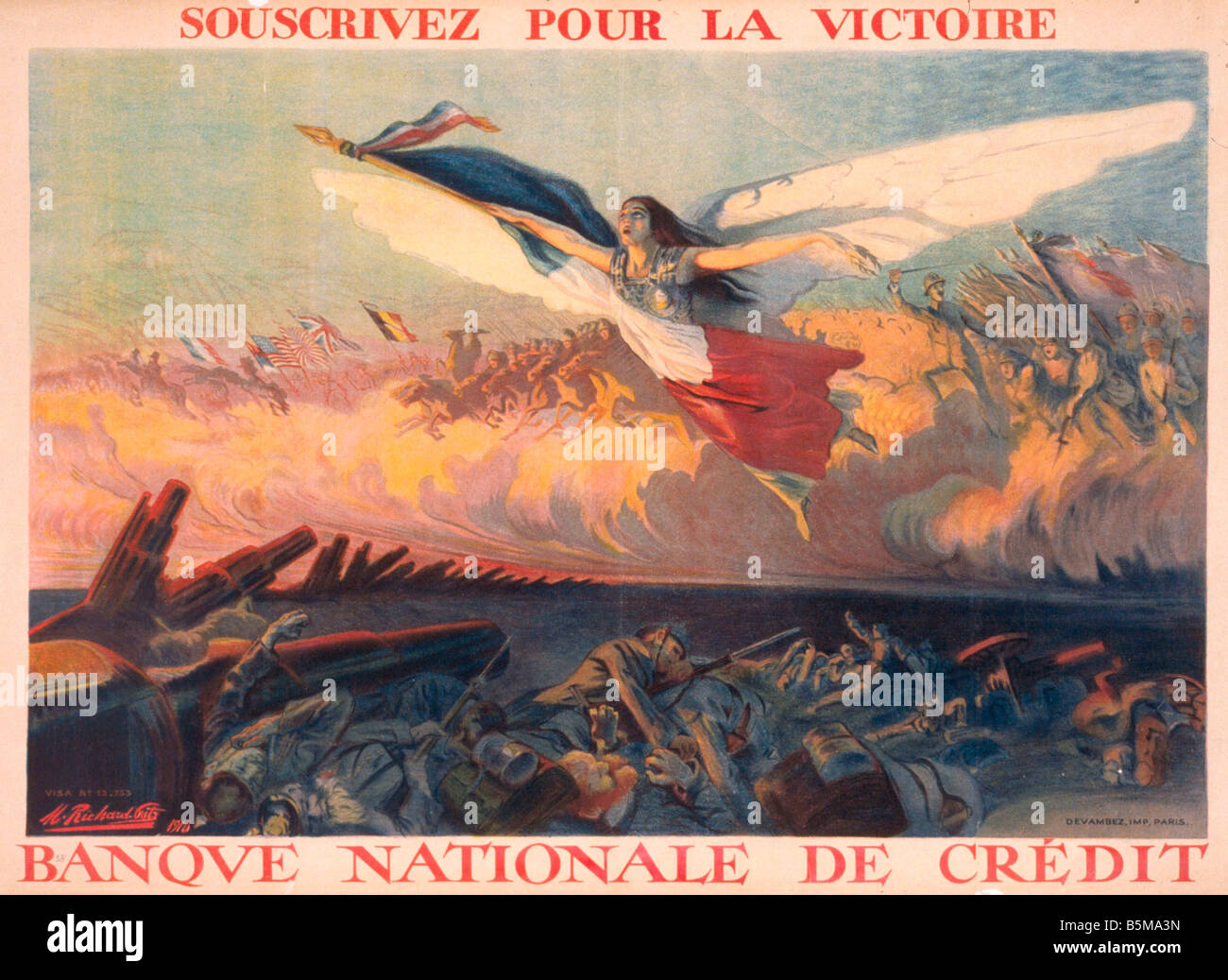 2 G55 P1 1916 42 WW I prestiti di guerra manifesto francese 1916 Storia La Prima Guerra Mondiale la propaganda Souscrivez pour la victoire Banque Nationale d Foto Stock