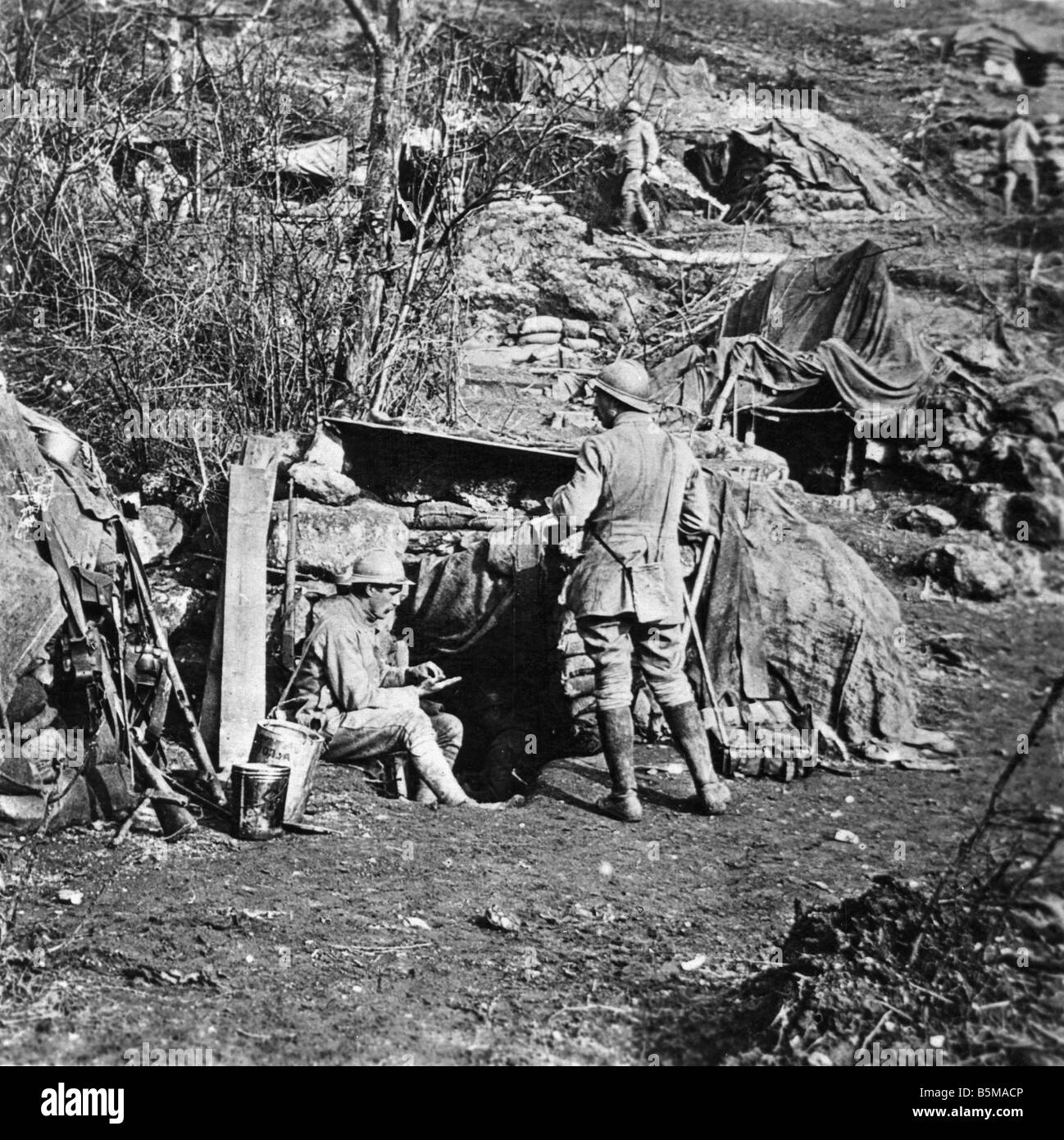 2 G55 W1 1917 12 e Western Front Trench Chemin d Dames Storia WWI fronte occidentale una guerra di trincea Chemin des Dames Dep Aisne e r Foto Stock