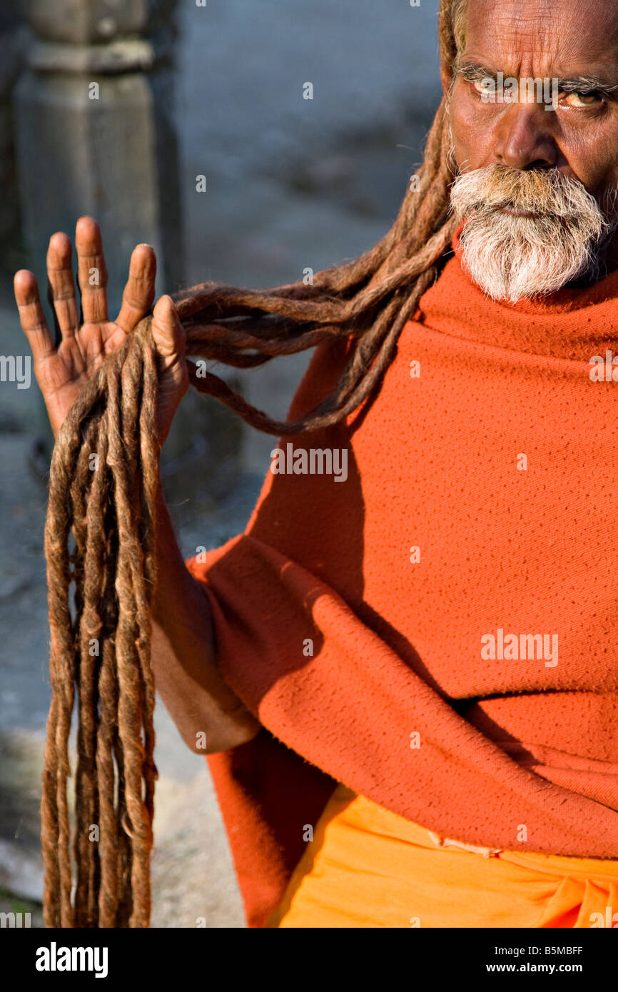 Sadu al tempio Pashupati, Deopatan, Nepal, Asia Foto Stock