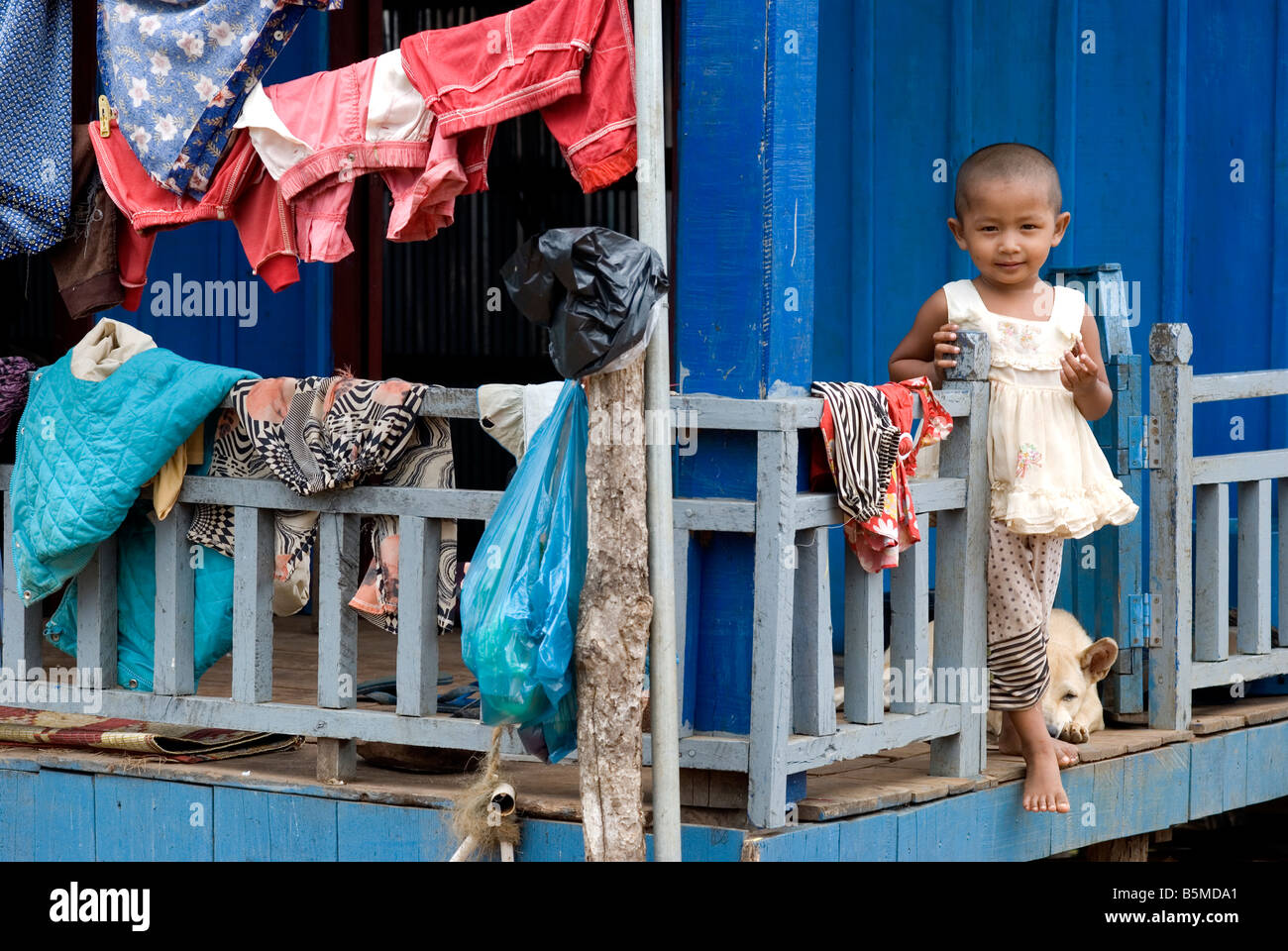 Cambogia Kompong Chhnang scena cittadina Foto Stock