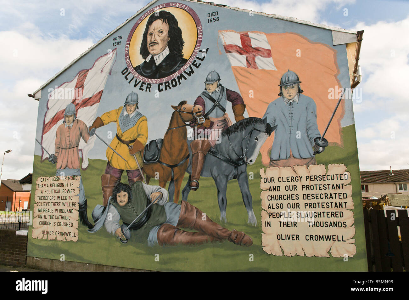 Lealisti/unionista, murale "Oliver Cromwell' Foto Stock