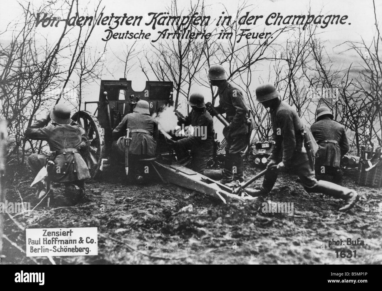 9 1914 0 0 A25 Ger artiglieria 1914 18 Guerra Mondiale 1 1914 18 fronte occidentale artiglieria tedesca in Champagne foto Foto Stock