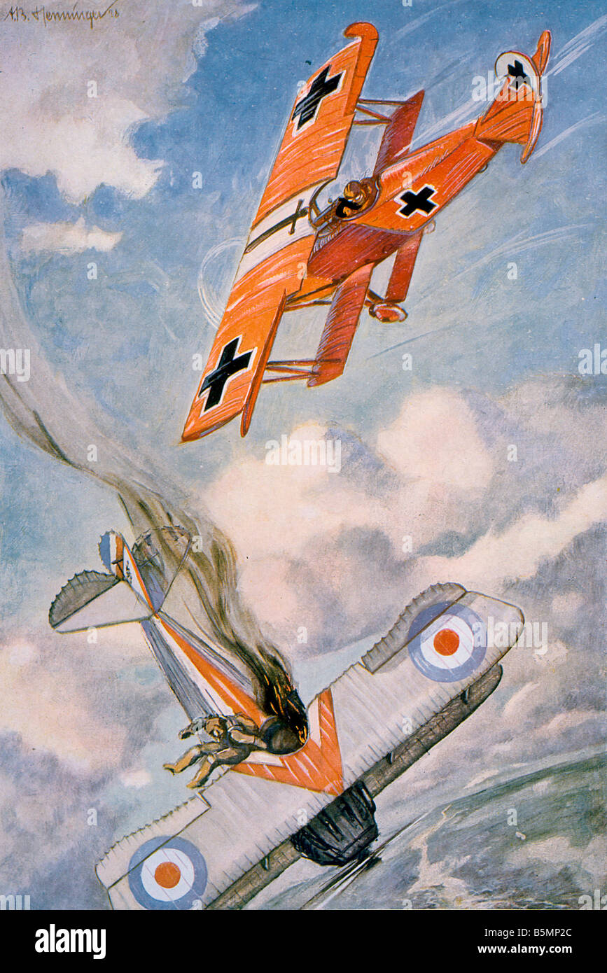 9 1914 0 0 A9 3 guerra mondiale I Aria da battaglia Prima Guerra Mondiale 1914 18 Aria da battaglia Ab dafuer andare giù per esso Fokker D VII contro Spad S13 Foto Stock