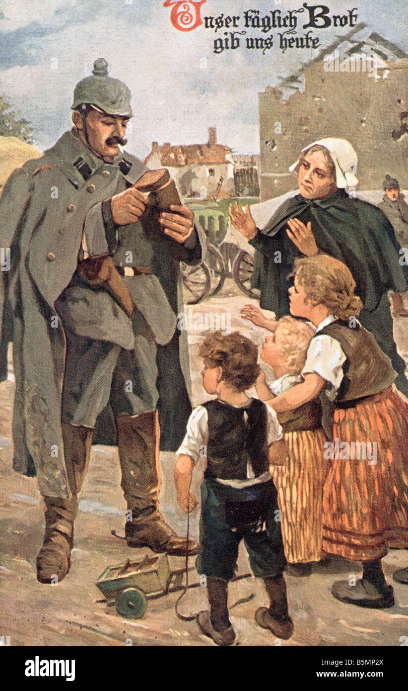 9 1914 0 0 C2 3 barbaro e bambini cartolina Prima Guerra Mondiale 1914 1918 Cartoline Der Barbar und der Feinde Kinder schar il B Foto Stock