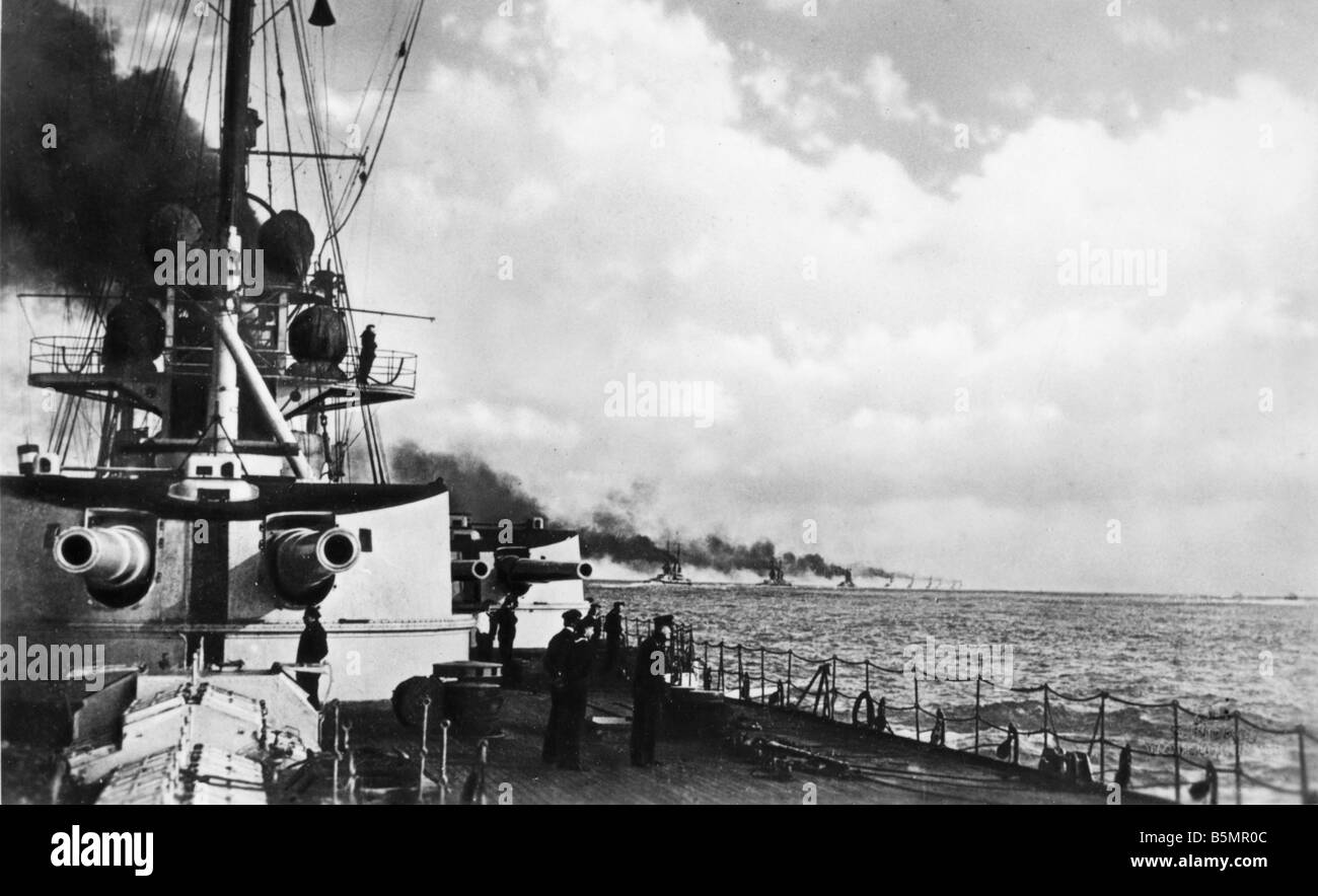 9 1916 5 31 A1 17 battaglia navale dello Jutland 1916 Ger flotta Guerra Mondiale 1 1914 18 La battaglia navale dello Jutland Skagerrak 31 5 1 6 1916 Ger Foto Stock