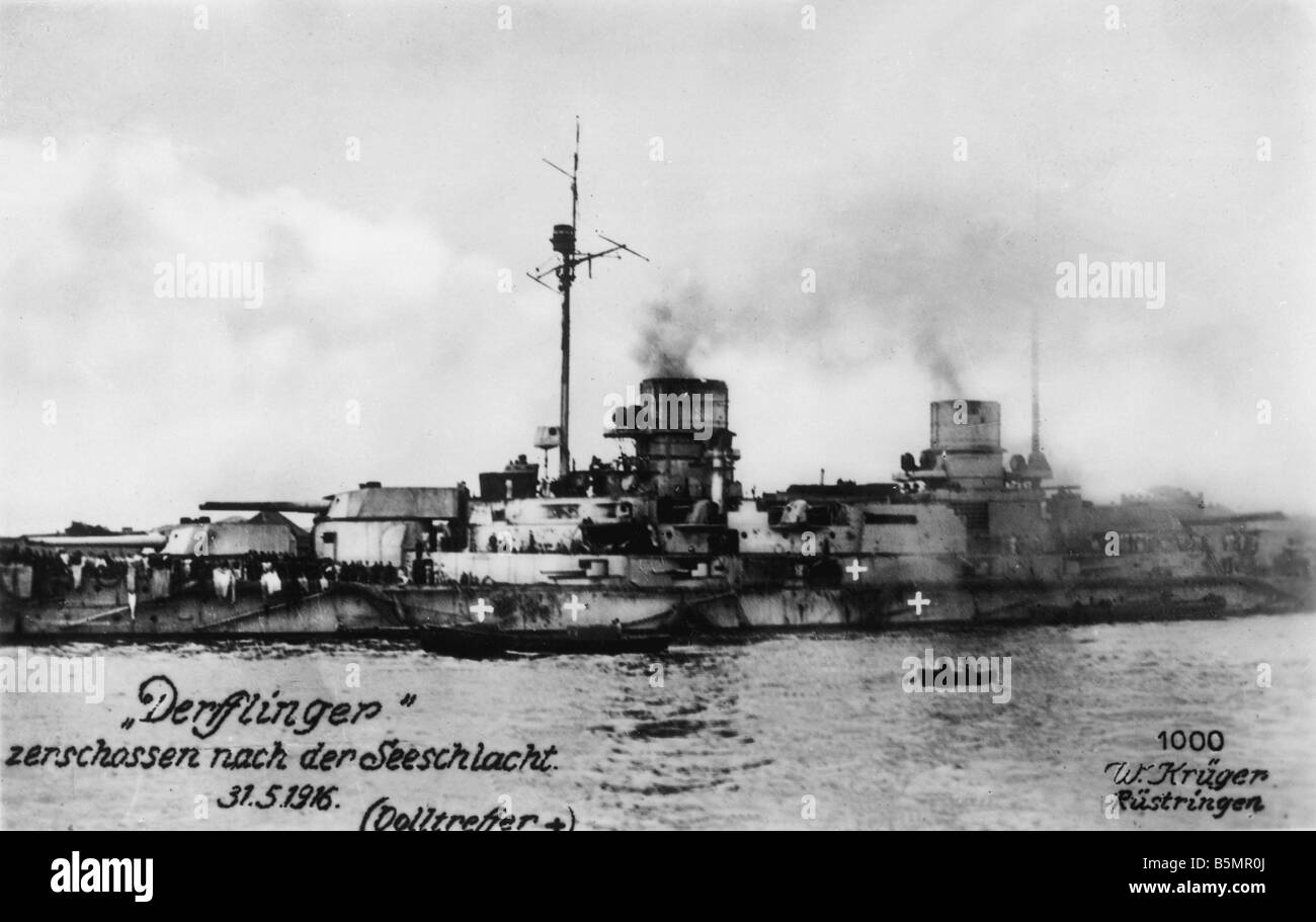 9 1916 5 31 A1 2 e la prima guerra mondiale nello Jutland Skagerrak 1916 Guerra Mondiale uno 1914 18 battaglia dello Jutland Skagerrak 31 5 1 6 1916 Guerre Foto Stock