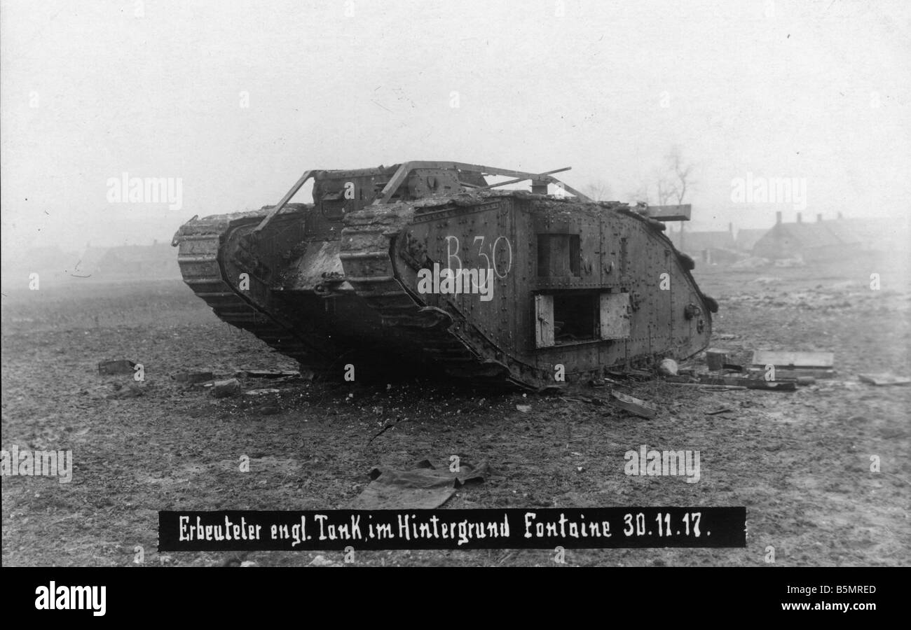 9 1917 11 20 A2 20 distrutto serbatoio inglese Nov 1917 Guerra Mondiale 1 1914 18 Western Serbatoio anteriore battaglia di Cambrai xx 29 Novem ber Foto Stock