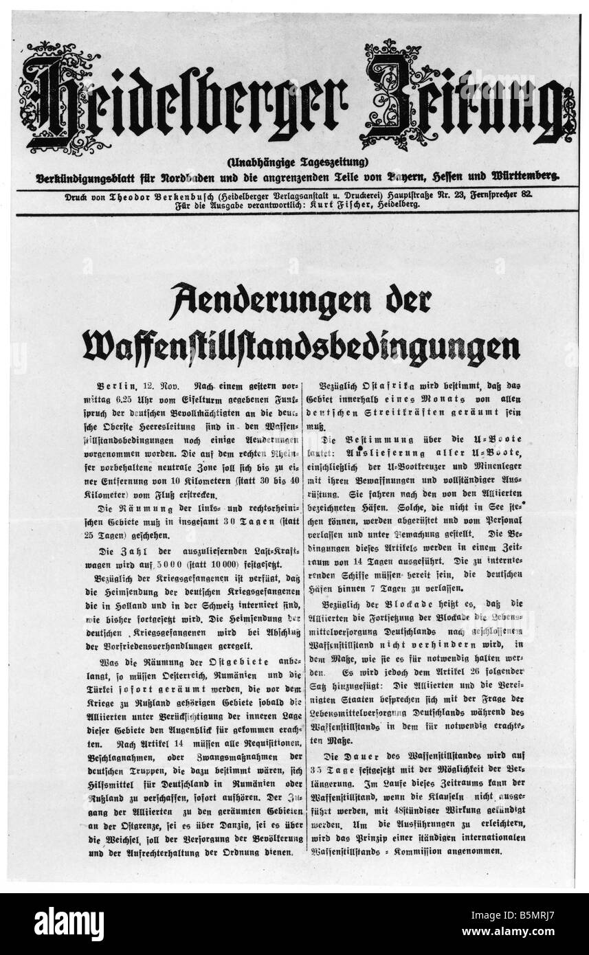 9 1918 11 11 E1 armistizio Compiegne 1918 modifica speciale Guerra Mondiale 1 1914 18 armistizio tra la Germania e gli alleati nella foresta Foto Stock