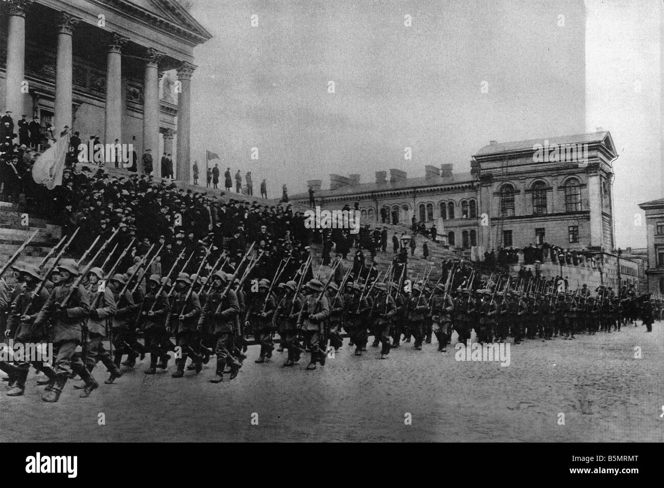 9 1918 4 14 A1 WW1 Ger truppe in Finlandia 1918 Guerra Mondiale 1 la Finlandia Ger truppe sostenere il governo finlandese nella battaglia contro i Foto Stock