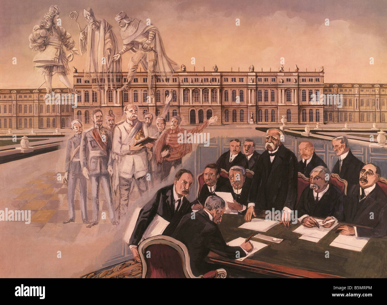 9 1919 6 28 A1 4 e Trattato di Versailles Scuola immagine Trattato di Versailles la firma del trattato di Versailles il 28 giugno 1919 Versai Foto Stock