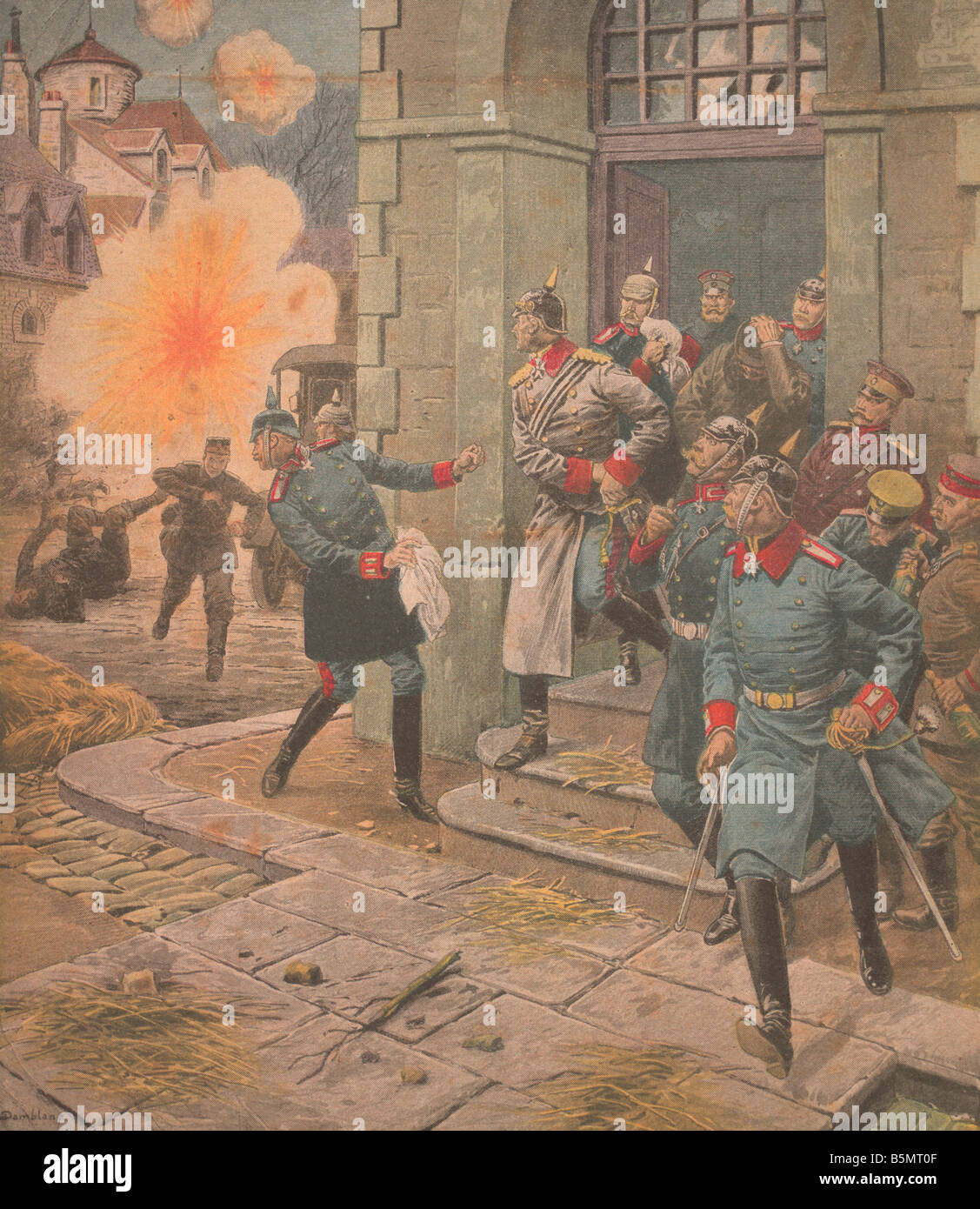 9FK 1915 1 0 A1 e quarti von Kluck under Fire 1915 Guerra Mondiale 1 Francia Onu quartier generale bombar allemand de Le generale von Kl Foto Stock