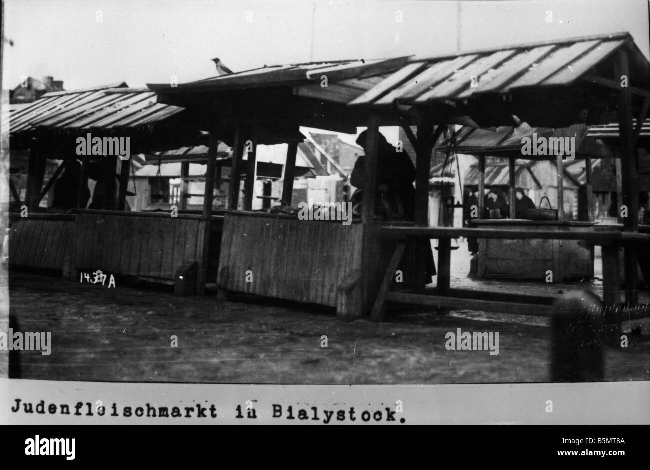 9È 1915 0 0 A1 48 ebraica del mercato della carne in Bialystok 1915 Storia dell'Ebraismo ebrei orientali ebraica del mercato della carne in Bialystok foto c Foto Stock