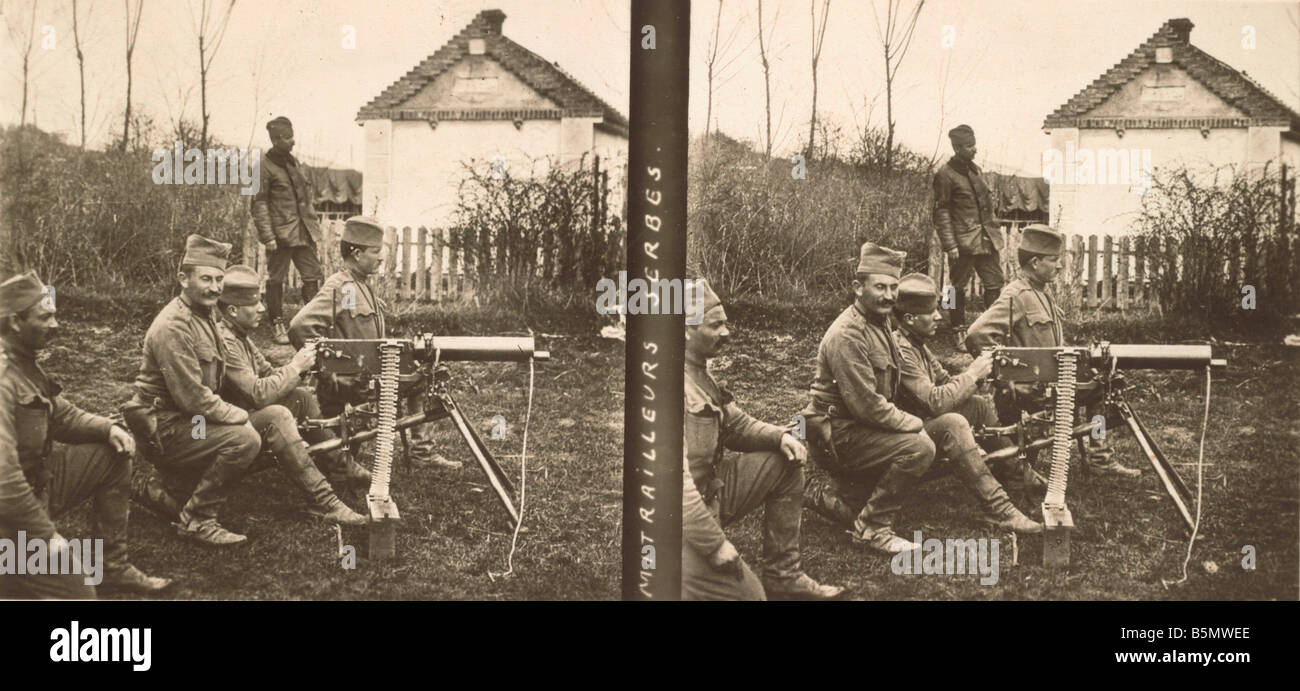 9JG 1915 0 0 A1 e WW I serbo MG Foto Posizione I Guerra Mondiale 1914 18 Serbia Serbia pistola della macchina fotografica di posizione undat parte di una s Foto Stock