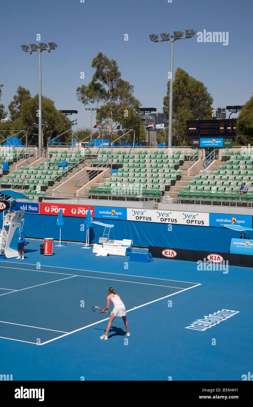 Onorevoli singola partita Australian Open di Tennis Tournament Melbourne Australia Foto Stock