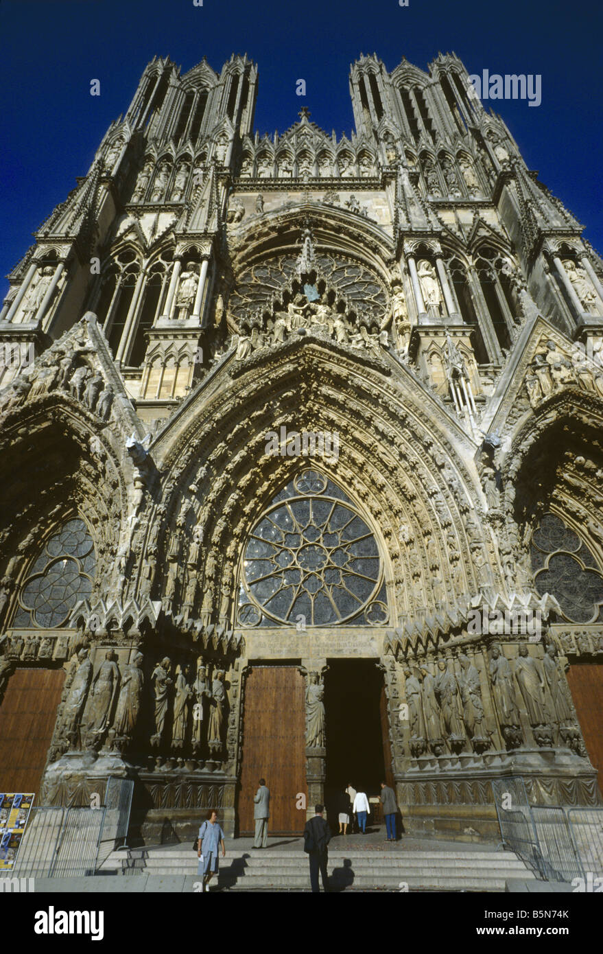 Ingresso alla Cattedrale di Reims, Francia. Foto Stock