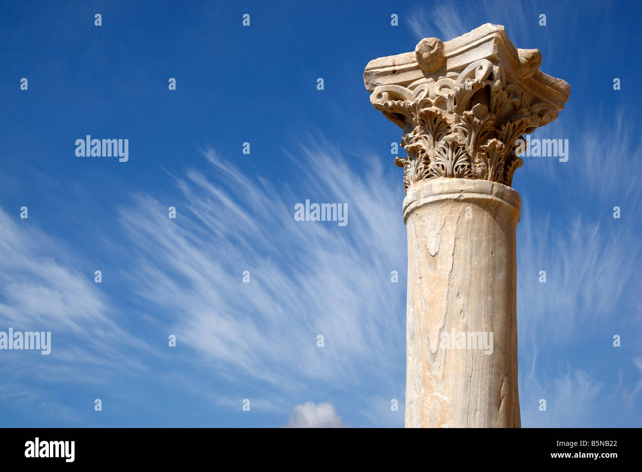 Particolare di una colonna romana a kourion Cipro mediterraneo Foto Stock