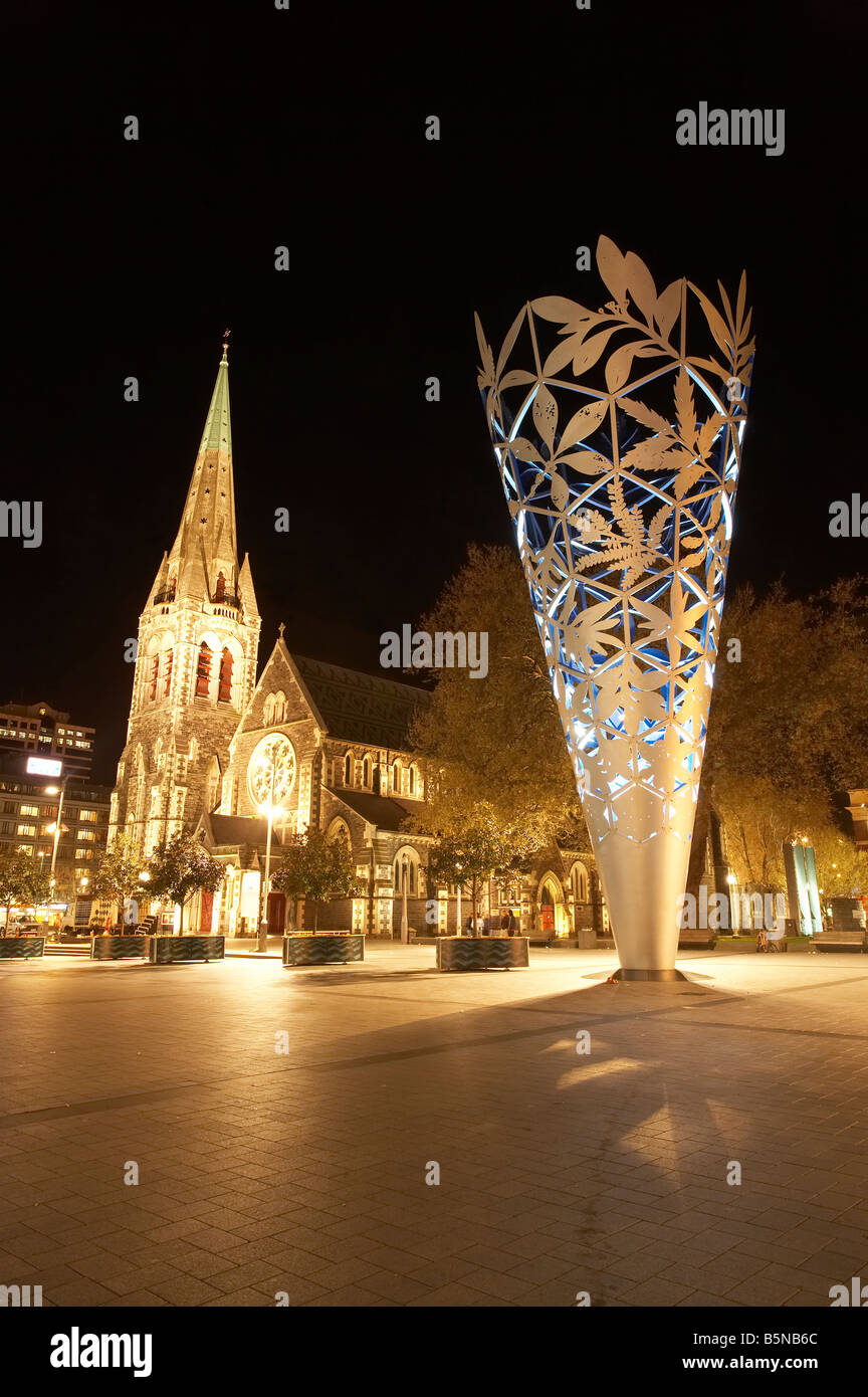 Cattedrale Chiesa di Cristo e il calice, la piazza della cattedrale, Christchurch, Nuova Zelanda - prima di febbraio 22, 2011 terremoto Foto Stock