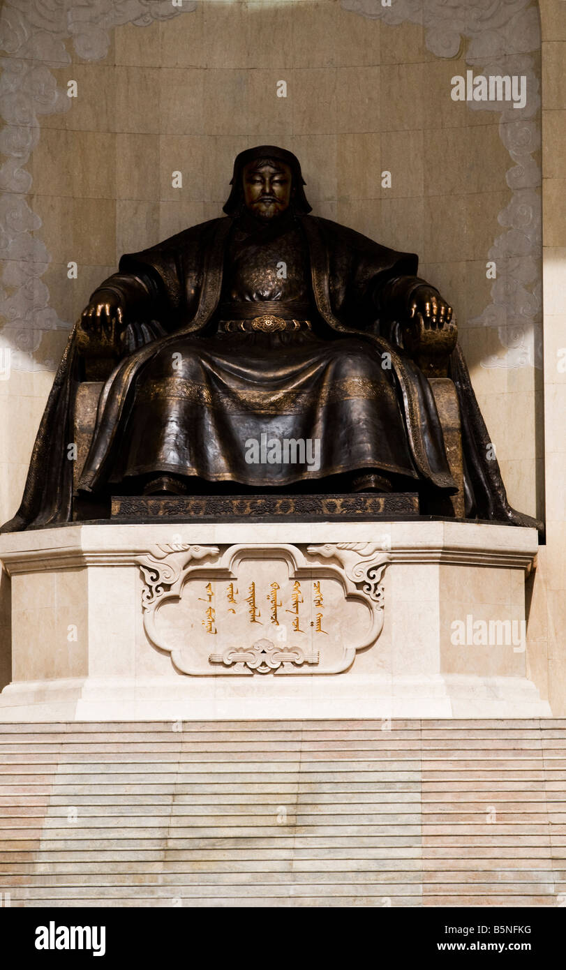 La statua principale di Chingis Khan in Ulan Battar, Mongolia. Foto Stock