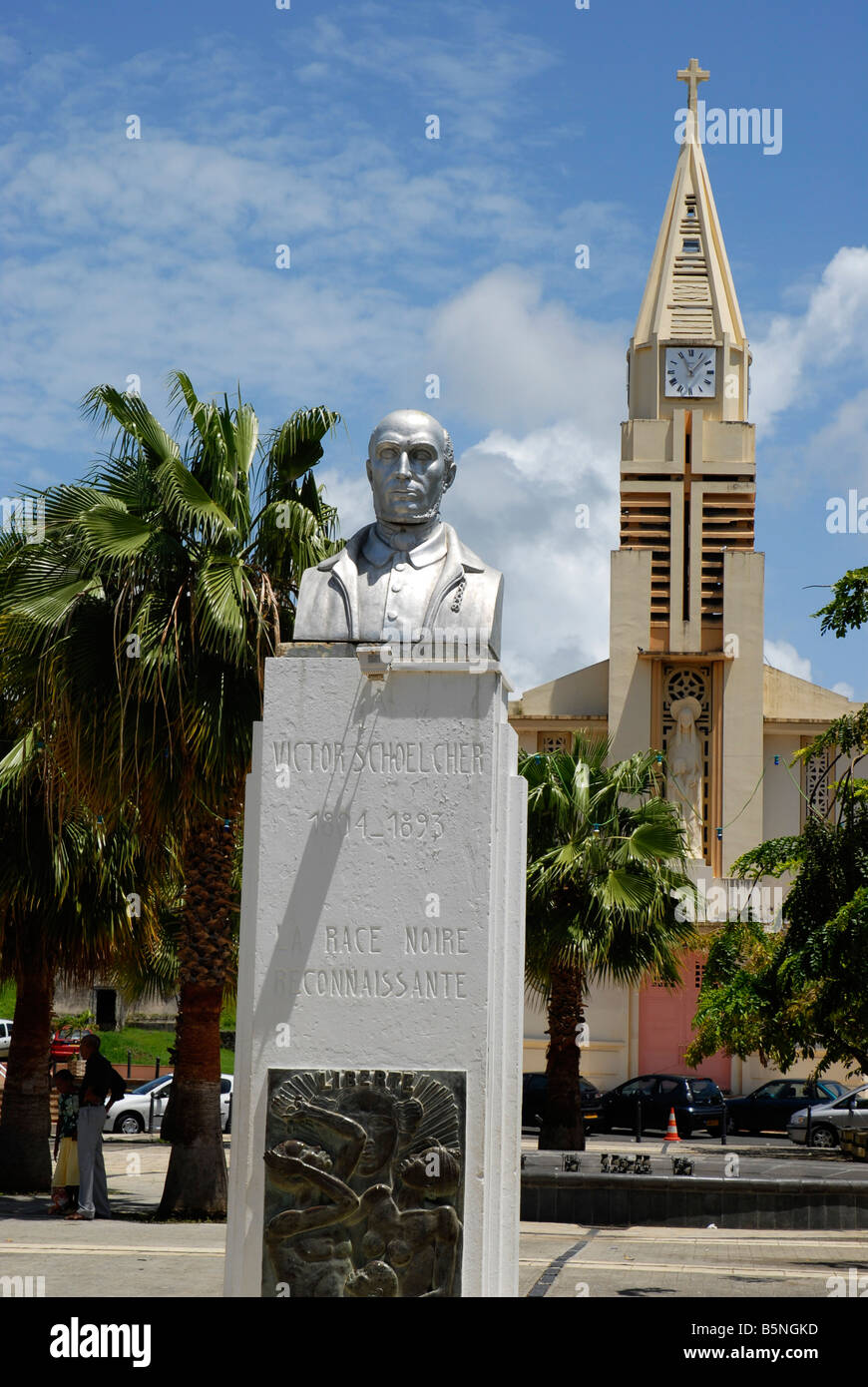 Statua di Victor Schoelcher a Sainte Anne Guadalupa Antille francesi Foto Stock