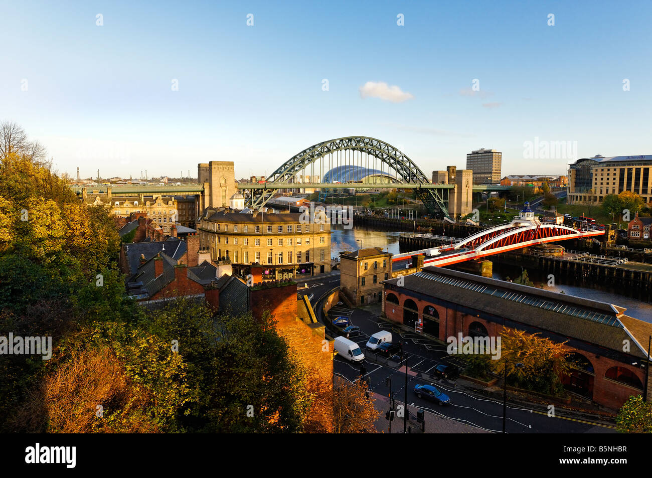 Vista su Newcastle-upon-Tyne e Gateshead Foto Stock