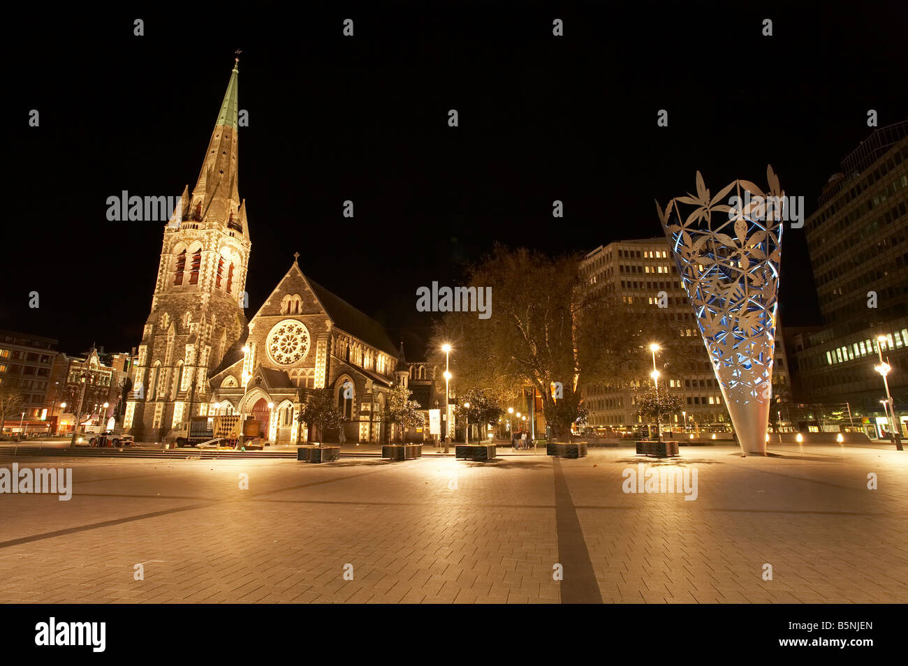 Cattedrale Chiesa di Cristo e il calice, la piazza della cattedrale, Christchurch, Nuova Zelanda - prima di febbraio 22, 2011 terremoto Foto Stock