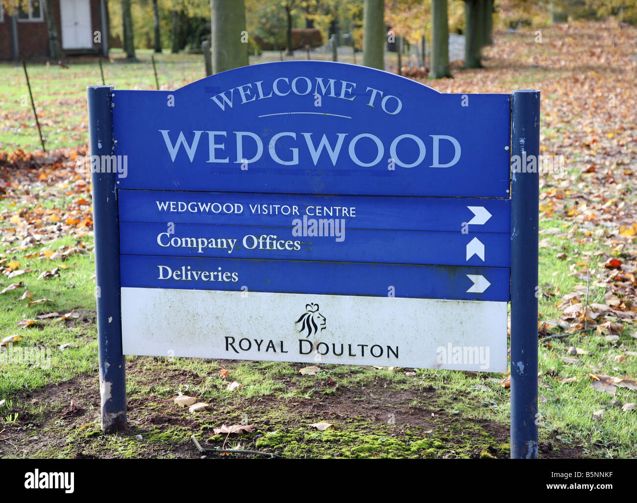 Un segno al Wedgwood Pottery Factory, Barlaston, Stoke-on-Trent, Staffordshire Foto Stock