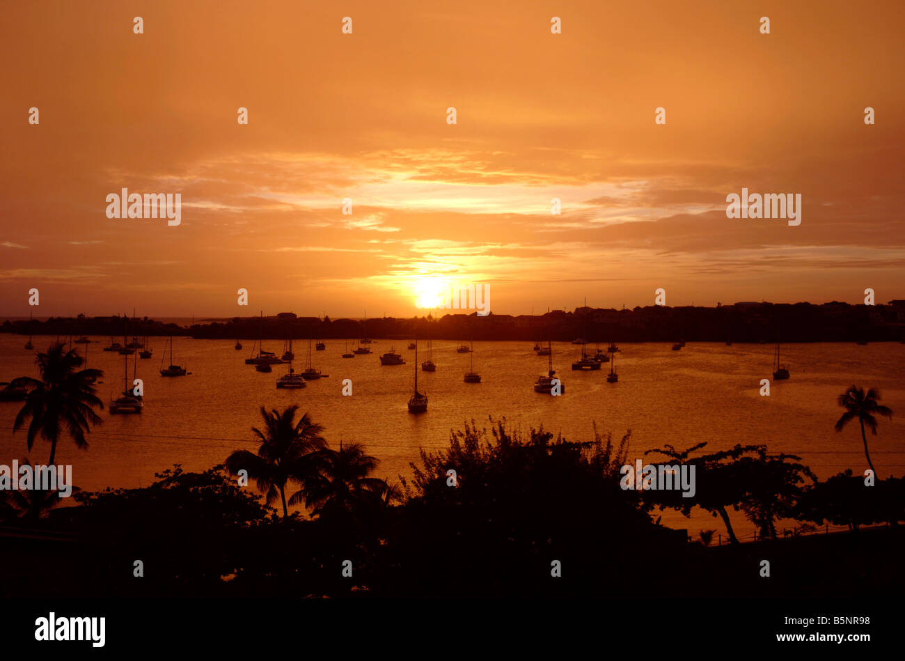 "Fico d'India Bay' tramonto, Grenada, 'West Indies' Foto Stock