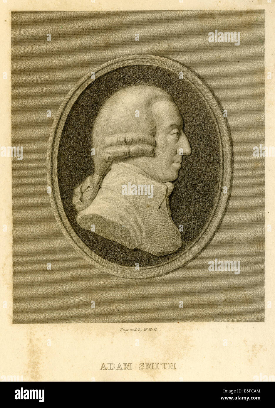 Antica incisione di Adam Smith. Foto Stock