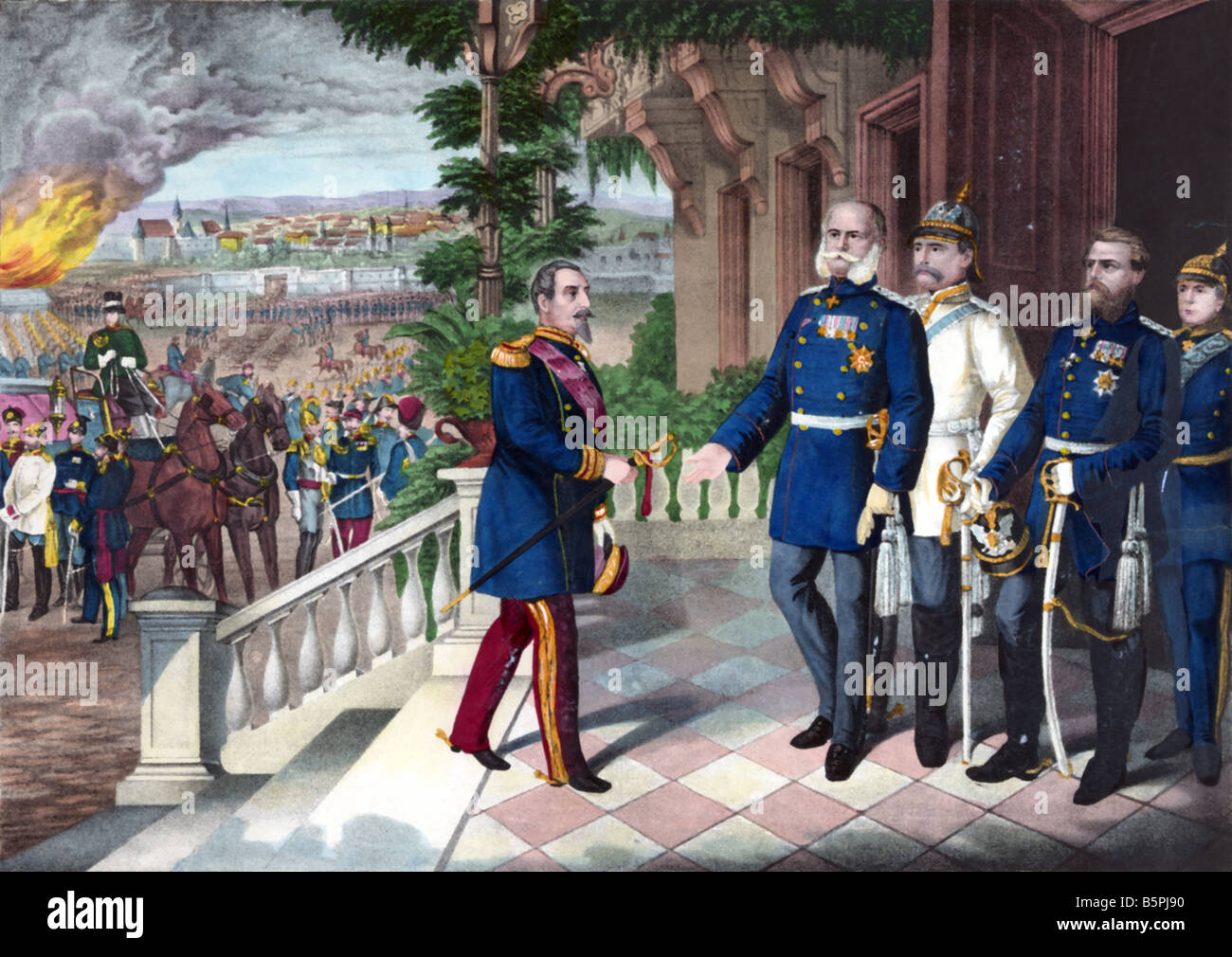 Franco-prussiana di guerra con napolean 3rd. arrendersi Foto Stock