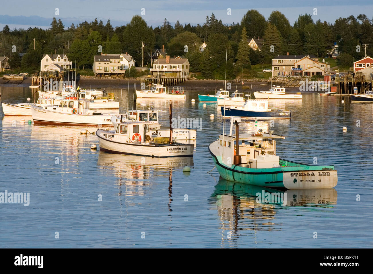 Lobster Boat costa del Maine. Foto Stock