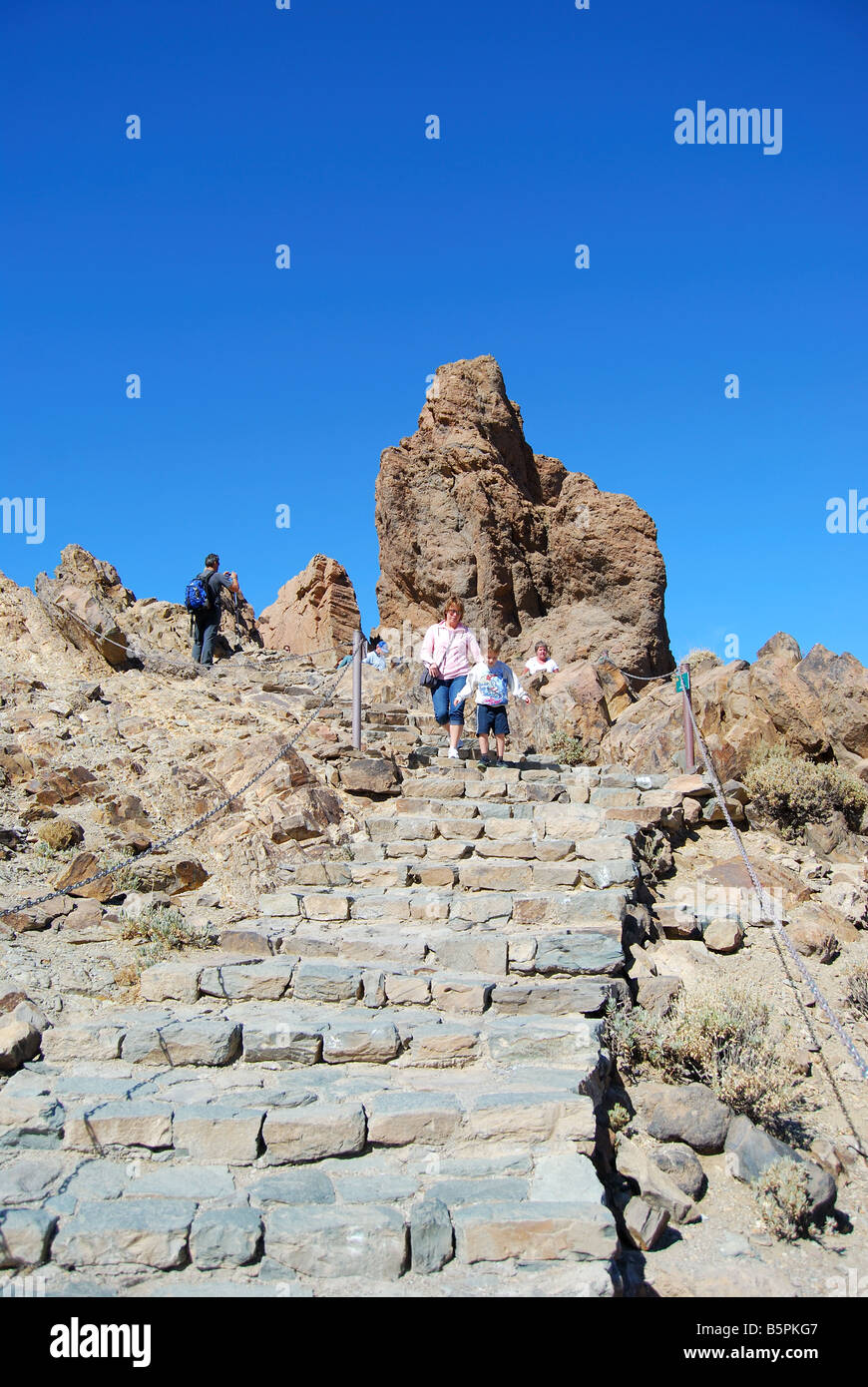 Percorso fino a Los Roques de Garcia, Parque Nacional del Teide Tenerife, Isole Canarie, Spagna Foto Stock