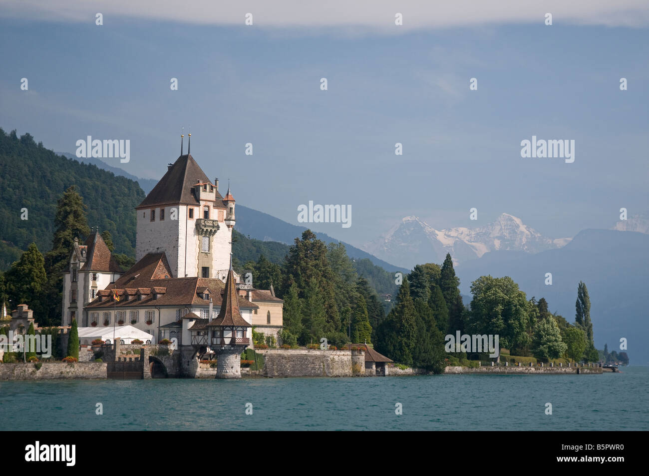 Schloss Oberhofen, il lago di Thun, Svizzera Foto Stock