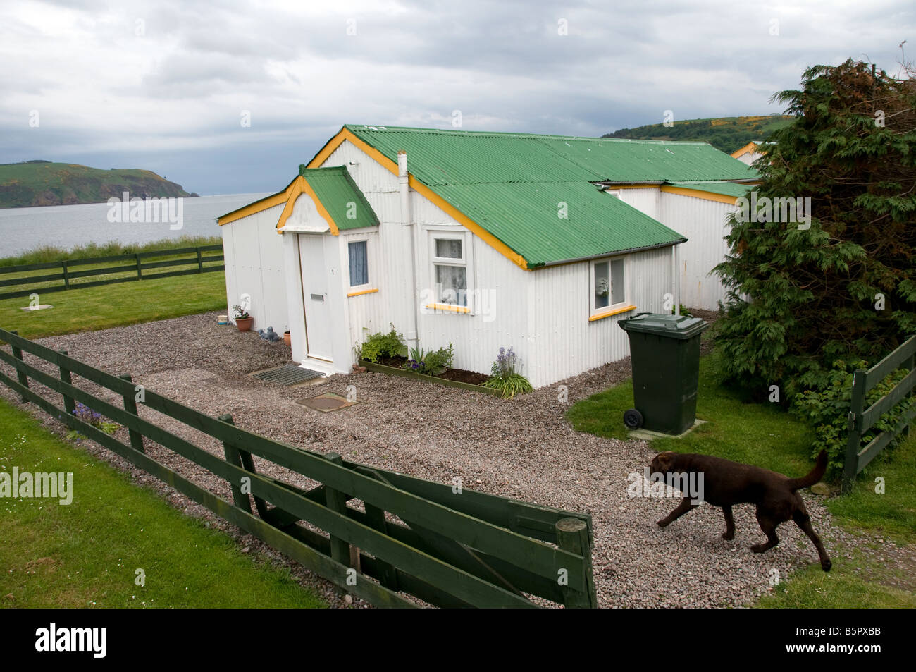 Prefab house Scozia Cromarty Foto Stock