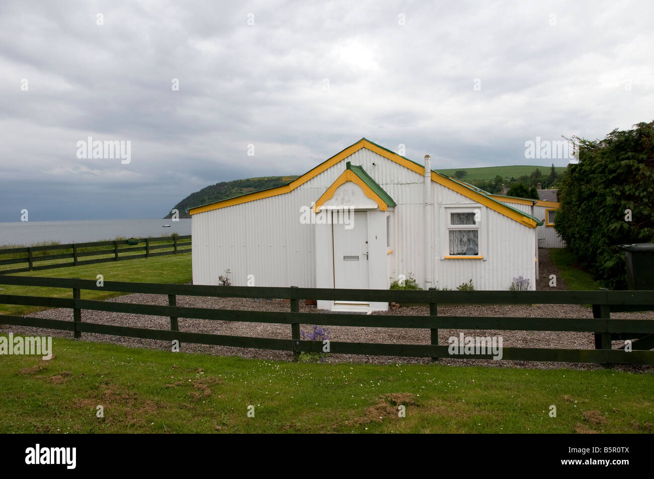 Prefab house Scozia Cromarty Foto Stock