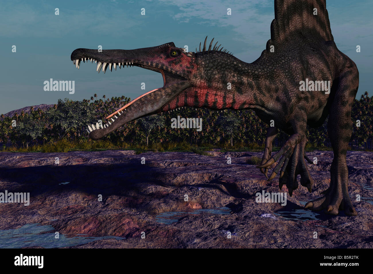 Computer immagine generata di un dinosauro Spinosaurus Foto Stock