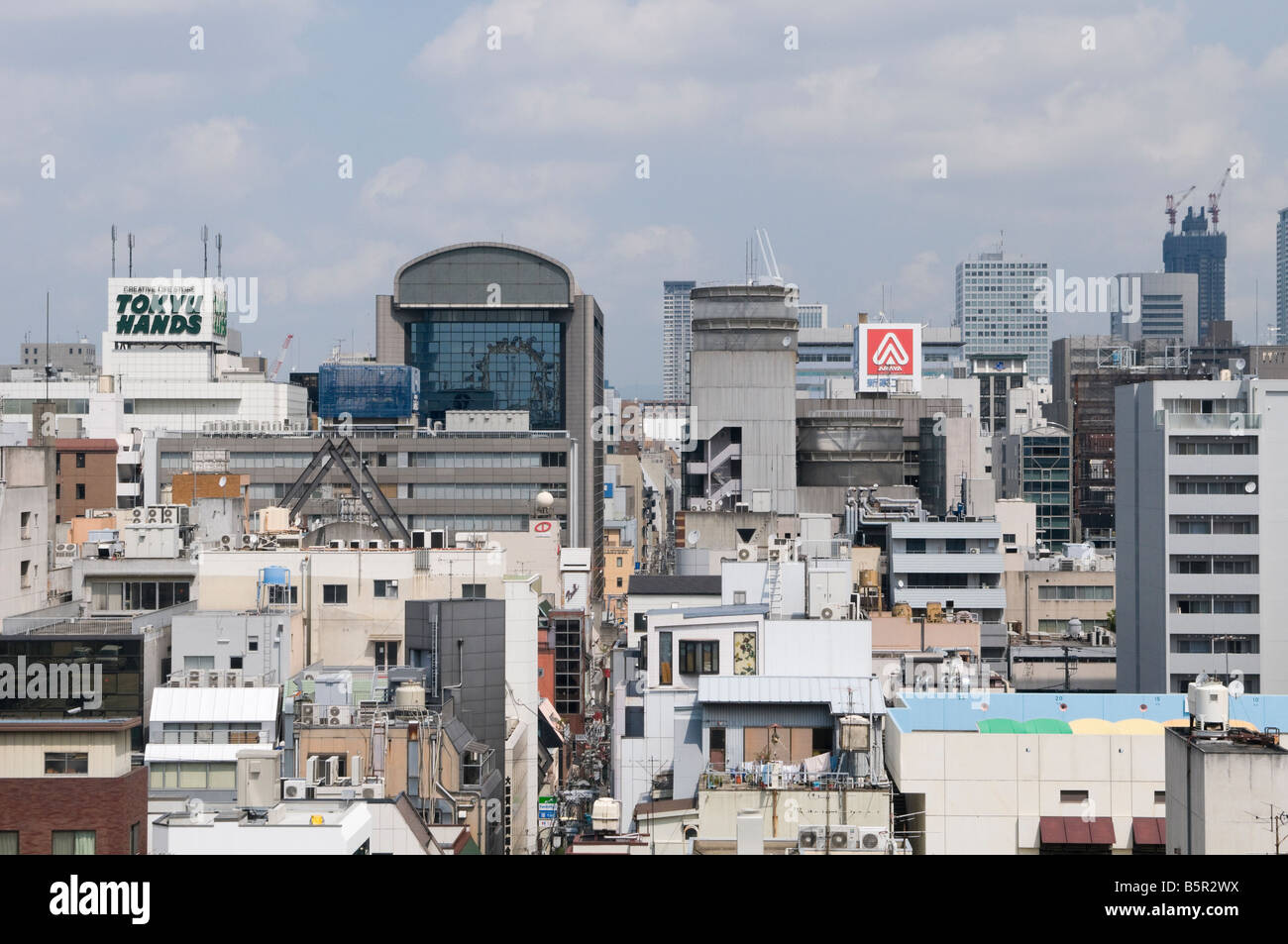 Vista aerea degli edifici di Shinsaibashi di Osaka Foto Stock