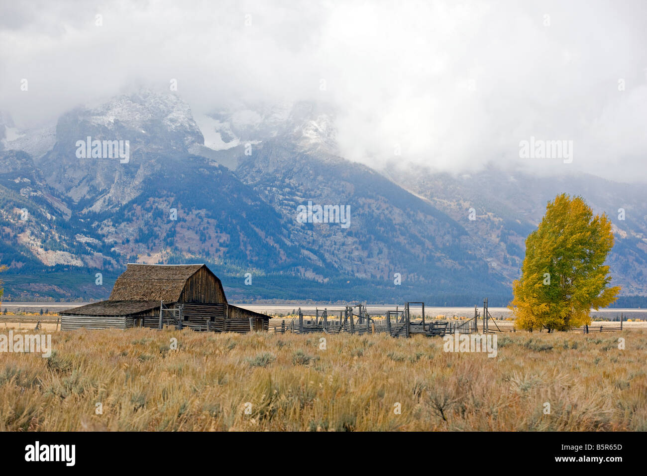 Historic Moulton Homestead (c 1910), Fila Mormone Historic District, il Parco Nazionale del Grand Teton, Wyoming USA Foto Stock