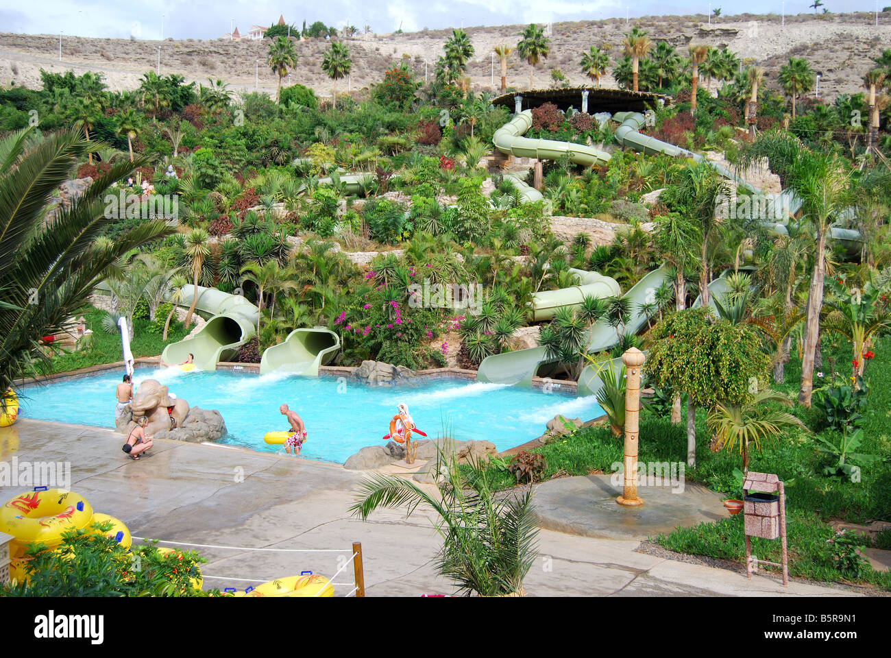 Scivolo, Siam Park Water Kingdom Theme Park, Costa Adeje, Tenerife, Isole Canarie, Spagna Foto Stock