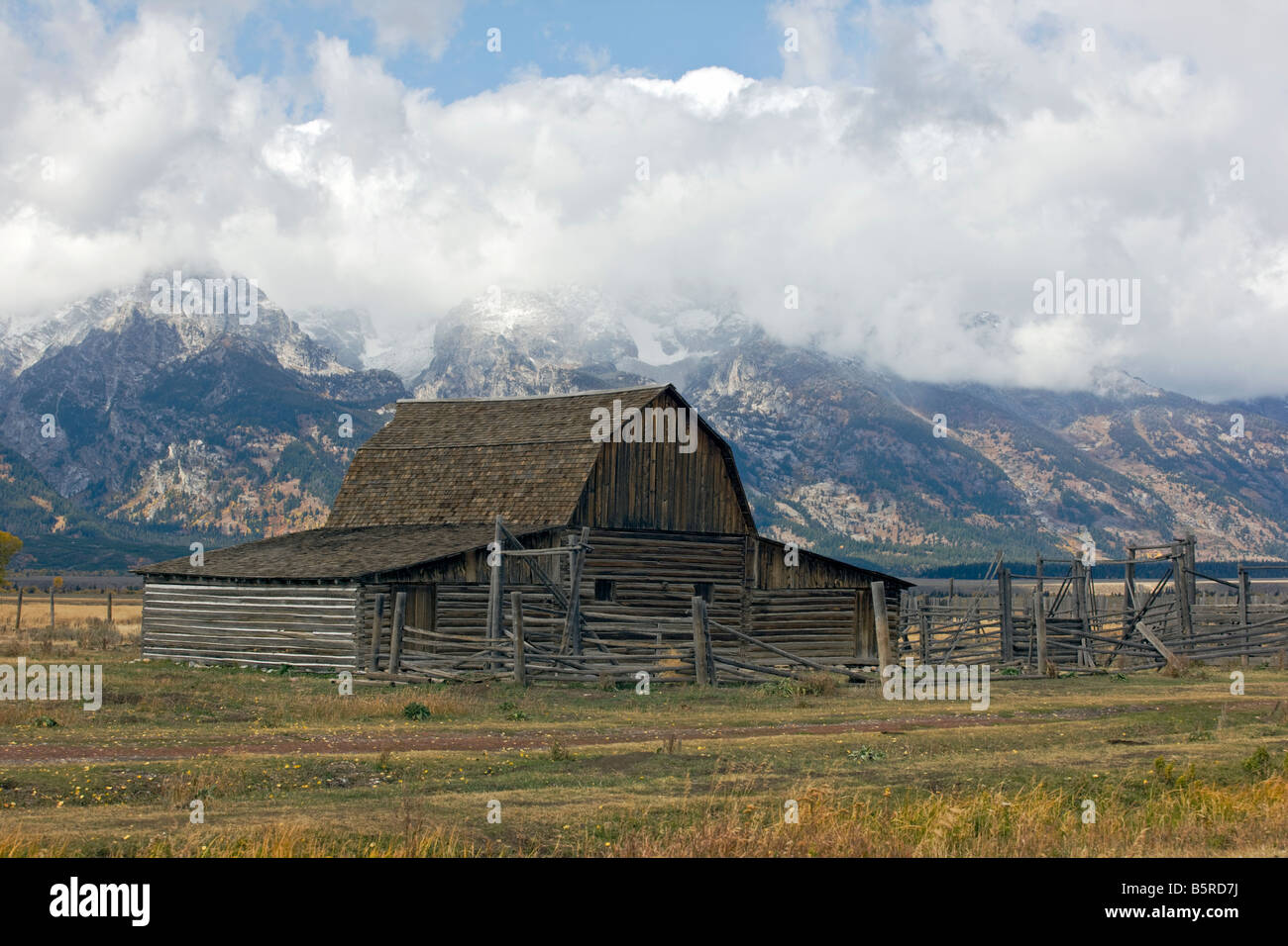 Historic Moulton Homestead (c 1910), Fila Mormone Historic District, il Parco Nazionale del Grand Teton, Wyoming USA Foto Stock