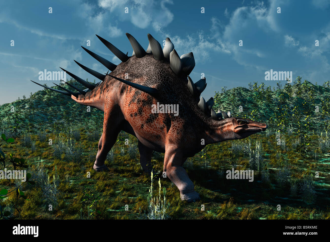 Computer immagine generata di un dinosauro Kentrosaurus Foto Stock